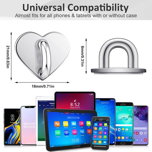Moxweyeni 8 Pcs Cell Phone Finger Ring Adhesive Metal Phone Finger Grip Loop Stand Heart Grip Holder Charm Hook for DIY
