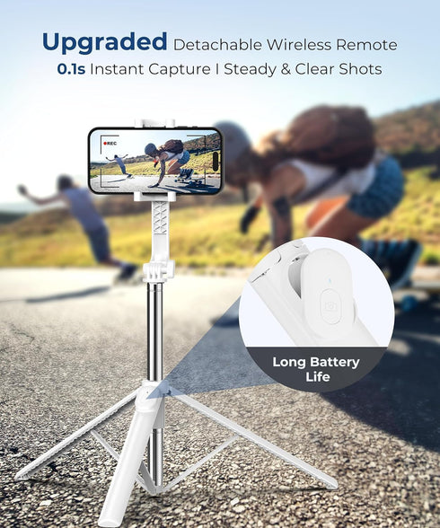 Fuloview 67 Selfie Stick, Phone Tripod with Wireless Remote Control, Portable Selfie Stick Tripod for Photograph, Live