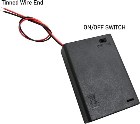4PCS 4.5V Battery Holder with Switch, 3 AA Battery Holder Case with Wire Leads and ON/Off Switch