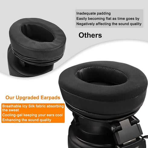 SOULWIT Cooling Gel Earpads for Audio-Technica ATH M50X/M40X, HyperX Cloud, SteelSeries Arctis, Black