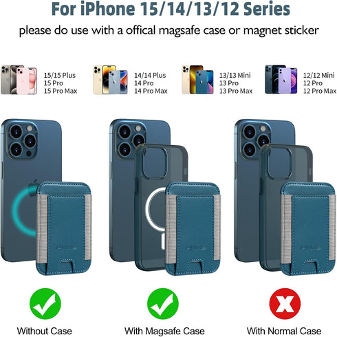 HiWe for MagSafe Wallet, Magnetic Card Holder for iPhone 15/14/13/12 Series, Slim Leather Wallet, RFID Blocking