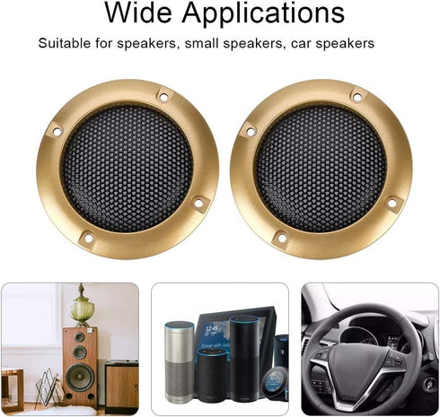 Zopsc 2PCS Protective Cover Shatter Resistant 2 inch Stereo Speaker Mesh Cover with Screws (Gold)
