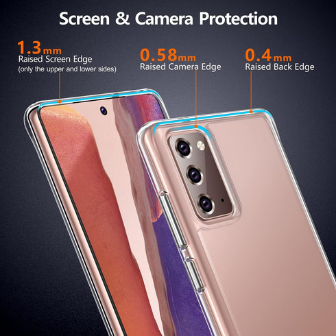 Rayboen Crystal Clear Case for Samsung Galaxy Note 20, Shockproof Protective Slim Fit Cover with Transparent Hard Back