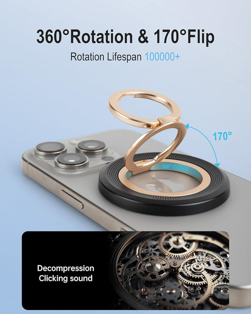 Soulkawa 2 17/16/15/14 Magnetic Phone Grip, Innovative Way Stand Metal Cell Phone Ring Holder Shakeproof Ultra Stable