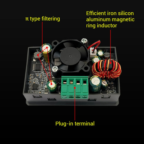 Adjustable 90W DC DC Buck Boost Power Converter, Color Display, Regulated Laboratory Power Supply, 0.5-36V Module