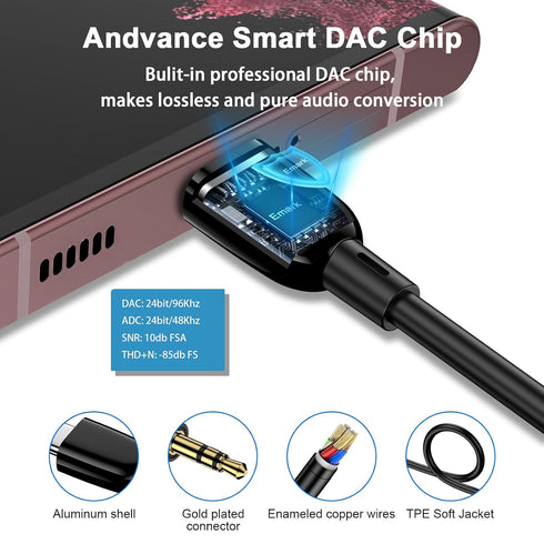 2 Pack 3.3ft 3.5mm A17 S25 S24 A16 5G A35 7 7 6, Aux Cord for Car, USB C to Audio Aux Jack Cable for Samsung Galaxy