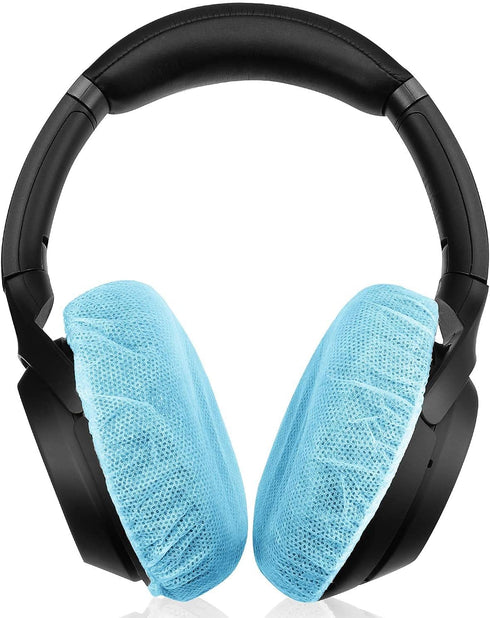 Tvoip 100Pcs Blue Non-Woven Sanitary Headphone Ear Cover, Disposable Super Stretch Covers for On Ear Headphones