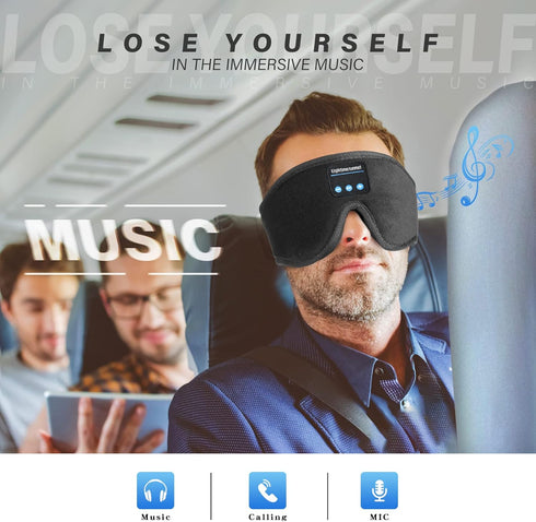 Sleep Headphones Bluetooth 5.0, Wireless 3D Eye Mask, Washable for Side Sleepers, Adjustable Stereo Speakers