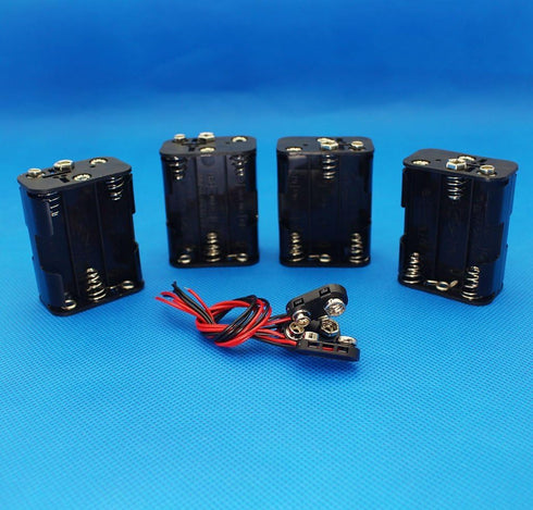 4 Set Thicken Battery Holder 6 x AA and T Type Wired Battery Clip Standard Snap Connector