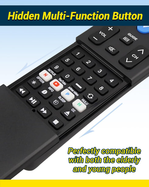 FurnyQuaint 4-in-1 Set 2-Device Big Button TV Remote Waterproof Control Remoto Universal for Seniors with Learning