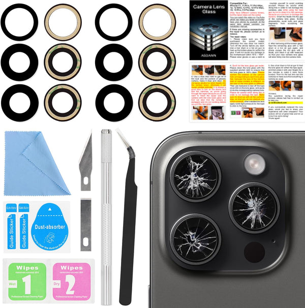 2PCS ASDAWN Back Rear Camera Lens Glass Replacement for iPhone 15 Pro Max 6.7 Inches with Installation Manual