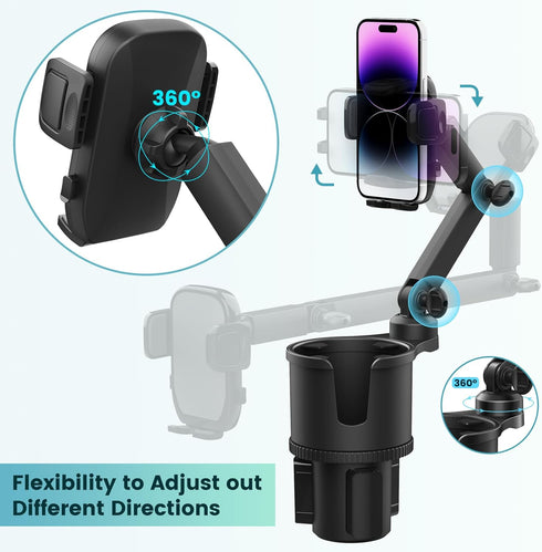 Cup Holder Phone Mount for Car with Expandable Base, Universal Multi Cup Phone Holder for All Cellphones