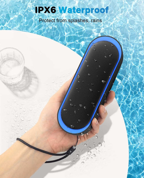 LENRUE Bluetooth Speakers - Waterproof Portable Speakers with TWS, 24 Playtime, Stereo Sound, Black