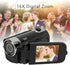 Video Camera Camcorder, 16MP 1080P, 16X Zoom, 2.4 Inch Rotatable Screen, Handheld Recorder with Fill Light (Black)
