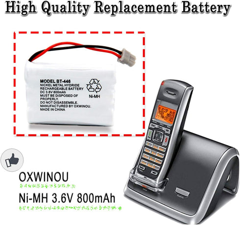 BT446 BT-446 Phone Battery Compatible with Uniden BBTY0503001 BT-1004 BT-1005, 3-Pack, 3.6V 800mAh