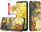 TJS Hybrid Shockproof Case for Boost Mobile Celero 5G + Plus 2024, Antique Flower, with Tempered Glass Screen Protector.