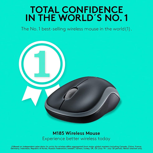 Logitech M185 Wireless Mouse (Swift Grey)