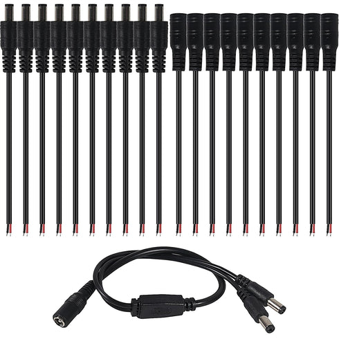 ATNSINC 10Pairs 12v DC Power Cable Male Female Connectors 2.1mm x 5.5mm DC