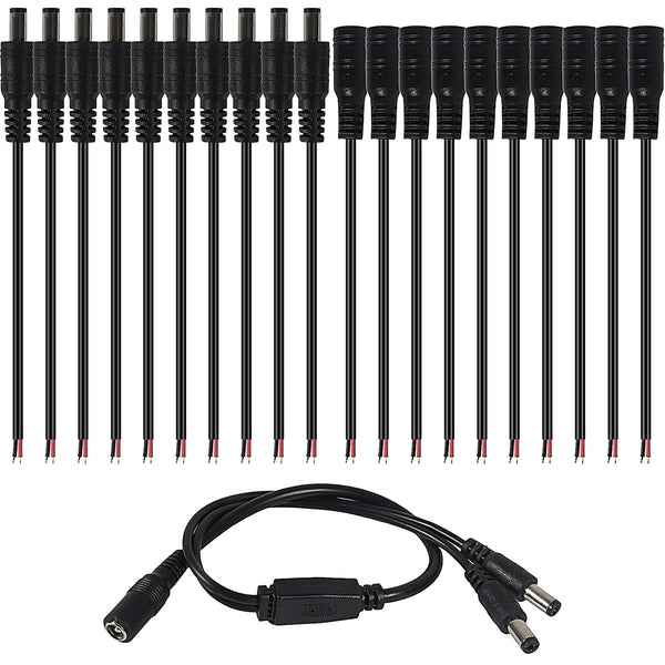 ATNSINC 10Pairs 12v DC Power Cable Male Female Connectors 2.1mm x 5.5mm DC