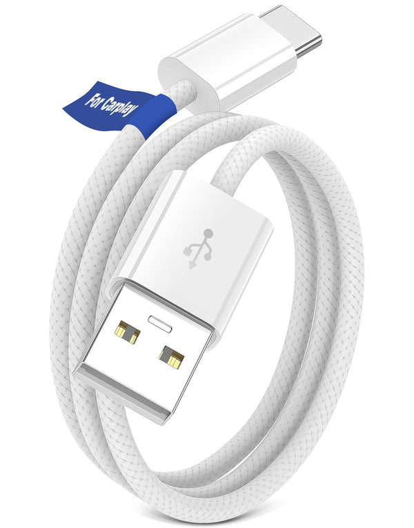USB C Cable for Carplay, USB A to Type C Data Transfer Charger Cord for iPhone 15, Samsung Galaxy S24 - 3.3 ft