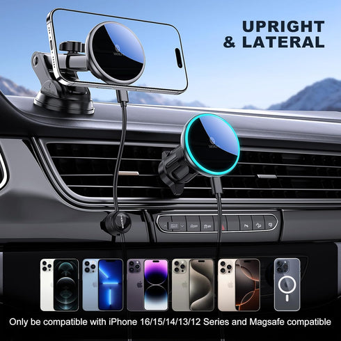 MOKPR 17 16 15 14 13 12 Only for iPhone Magsafe Car Mount Charger, Magnetic Phone Holder for Your Car Charger Dash