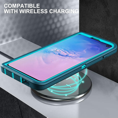 Samsung Galaxy S10 Case with 2Pcs Self Healing TPU Screen Protector & Camera Lens Protector (Blue/Turquoise)