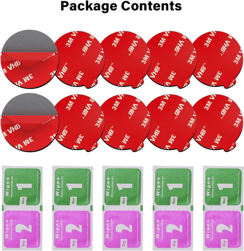 APPS2Car 10 Pack 3M Double Sided Adhesive Pads for Socket Mount Base Circle Adhesive Replacement VHB Sticky Tape for