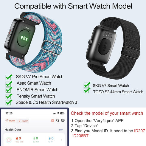 Nylon Watch Band Compatible with SKG Smartwatch, Quick Release Watch Bands for SKG V7 Pro/SKG V7 SmartWatch Wristbands