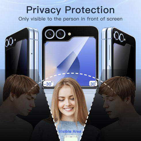 JETech Front Privacy Screen Protector for Samsung Galaxy Z Flip 6, Anti-Spy Tempered Glass Film, 2-Pack