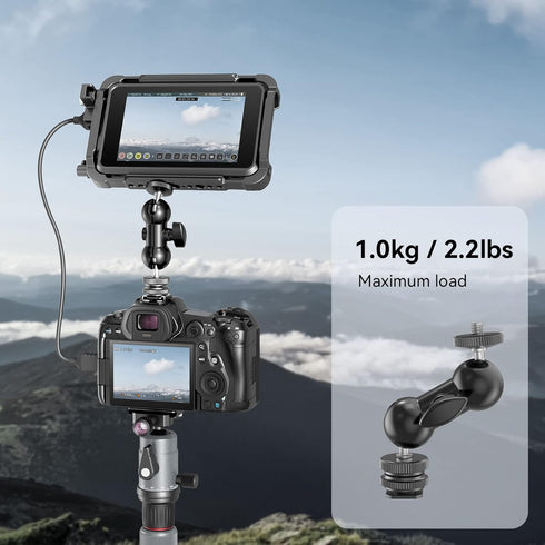 SMALLRIG 1/4" 1135 Cool Ballhead, Multi-Function Double Ball Dead Adapter with Shoe Mount & Screw for Monitors Led