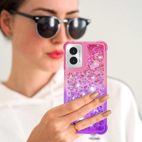 Shop the Moto G Play 2024 Case with Screen Protector - Cute Pink Purple Glitter Bling Slim TPU Soft Silicone Cover.