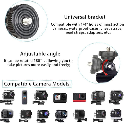 VVHOOY Aluminum Bike Bicycle Motorcycle Handlebar Mount Adapter Compatible with Gopro Hero 11/10/9/8/7/6/5/4/AKASO Brave 4/5/6 Plus/7 le/v50/EK7000/Exprotrek/Dragon Touch/WOLFANG Action Camera