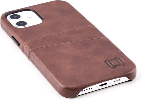 Dockem Wallet Case for iPhone 12 & 12 Pro, Built-in Metal Plate for Magnetic Mounting, 2 Credit Card Holders (Brown)