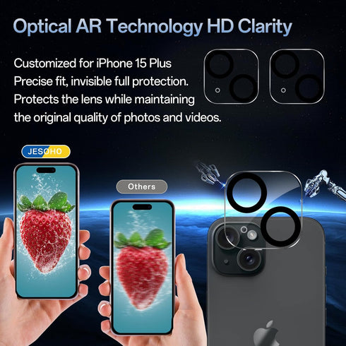 Screen Protector for iPhone 15 Plus 6.7 inches, 2 pcs Colorless Anti-Blue Light Tempered Glass, HD Clear, Case Friendly