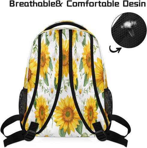 Wicewott Backpack 18in Backpacks Pack Backpack Yellow Sunflower Bouquet for Women Men Large Capacity Waterproof Laptop