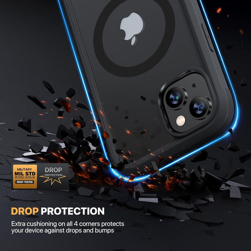 Diaclara iPhone 15 Case (6.1") - Frosted Black, MagSafe Compatible, Anti-Scratch Screen & Camera Lens Protector.