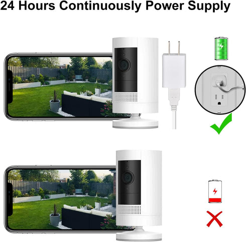Power Charge Cable for Stick Up Cam Battery and Spotlight Cam Battery, 10ft Charge Cord with Wall Charger, 1 Pack