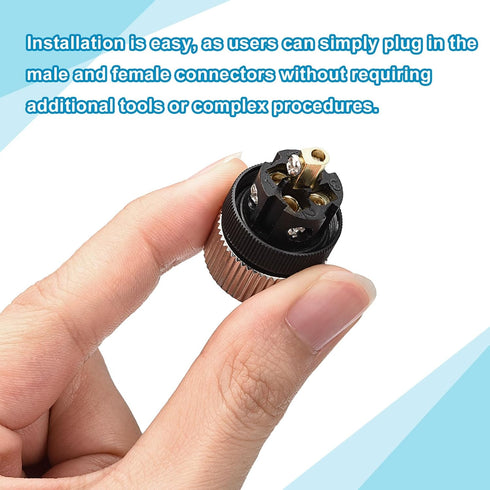 MECCANIXITY 5 Pin M12 Male & Female Aviation Wire Connector, 4 Set Waterproof IP67 Circular Connector for Networks