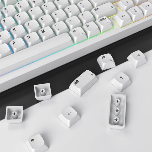 Guffercty kred 128 Keys Minimalist White Keycaps, XDA Profile Dye-sub PBT Keyboard Caps for 60% 65% 75% 96% Mechanical