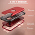 IDweel iPhone 15 Case - Red, 3-in-1 Shockproof Hybrid, Hard PC & Soft Silicone Bumper, with Tempered Glass Protector.