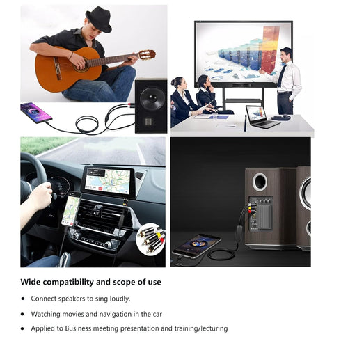 6Ft 3 USB C to RCA Cable Adapter, Wired Type-C to RCA Screen Mirroring with USB A&USB C(Charging),USB C Male to RCA