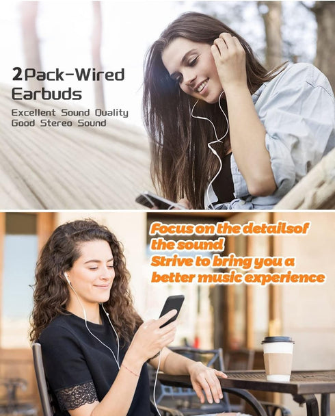 Wired Earbuds 2 Pack USB C Headphone for Samsung S23 FE S22 S21 S20 A53 A54 in-Ear Type C Earphone with Microphone