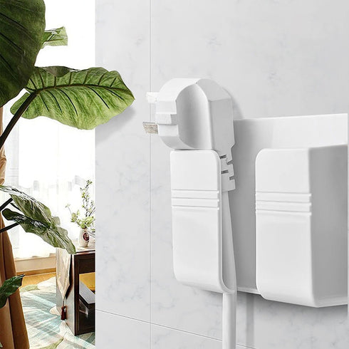 2 Pcs Wall Mount Phone Holder - 3M Adhesive Phone Stand with Data Cable Receiving Hole for Bedroom, Kitchen, Office