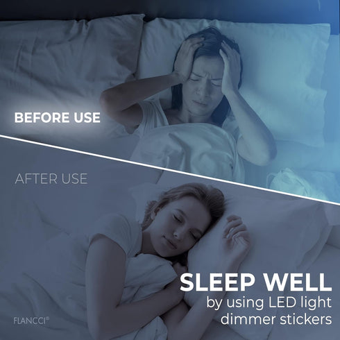 FLANCCI LED Light Blocking Stickers - Blackout LED Covers, Dim 50%-80% of Lights, 2 Sheets (1 Cut Out + 1 Uncut)