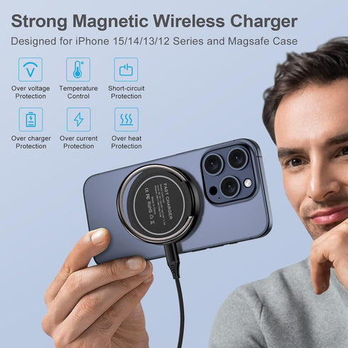 Mag-Safe Samsung S24 Ultra Wireless Charger Fast Charging Pad for Galaxy S24+/S24/S23+/S22/S21/S20/Z Flip 5, Google