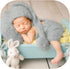 Vemonllas Newborn Photography Props Knit Romper & Hat Outfit Photo Prop Baby Photoshoot Crochet Overall Sleepy Cap Costume