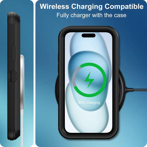 Shop iPhone 15 Plus Case - Heavy Duty, Full Body Rugged, Built-in Screen Protector, Shockproof & Dustproof, 6.7” Black.