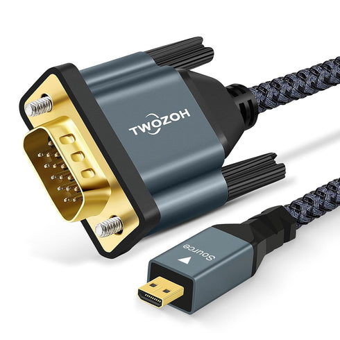 Twozoh Micro HDMI Cable 3.3ft, Gold-Plated & Braided, Supports 1080P for Laptop, Projector, HDTV