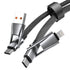 4 in 1 Multi Charging Cable, PD 60W Fast Charging USB C Multi Charger Cable, Zinc Alloy Flat Braided with Velcro Strap