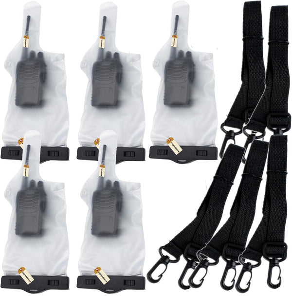 Lsgoodcare 5Pcs Portable Two Way Radio Bag - Waterproof Rainproof Case Pouch for Motorola Kenwood Midland Walkie Talkie